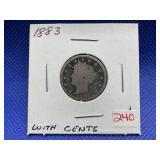 1883 V NICKEL WITH CENTS
