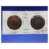 LOT OF TWO LARGE CENTS