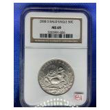 2008 S BALD EAGLE HALF DOLLAR NGC MS69