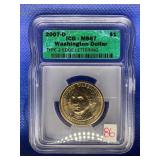 2007 D WASHINGTON DOLLAR ICG MS67 TYPE 2 EDGE