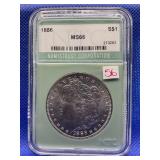 1886 MORGAN SILVER DOLLAR NTC MS66