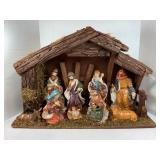 CHRISTMAS NATIVITY SET WITH PORCELAIN FIGURES -