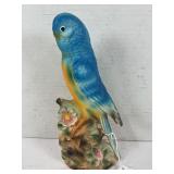 HAND PAINTED PORCELAIN PARROT FIGURINE - 9" TALL