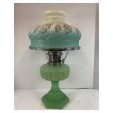ALADDIN JADEITE OIL LAMP W/ HANDPAINTED SHADE