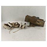 LOT OF PORCELAIN CASTER WHEELS & OLD BRASS