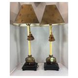 PAIR OF VINTAGE CAST BRONZE ELEPHANT TABLE LAMPS