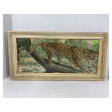 VINTAGE JUNGLE LEOPARD FRAMED PRINT - 20 1/2" X