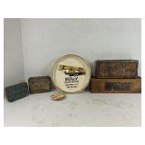 LOT OF METAL TIN ADVERTISING CERAMIC ASHTRAY,