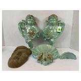 LOT OF PLASTER CHERUB, ANGEL & SEASHELL WALL DECOR