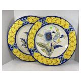 LOT OF 2 LARGE DECORATIVE HANGING WALL PLATES -