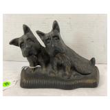 CAST IRON TWO SCOTTY DOG DOOR STOP - 8" X 6"