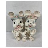 JAPANESE ANTHROPOMORGHIC BUNNY FIGURINES - 7 1/2"