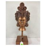 TARA GUAN YIN BUDDHA HEAD STATUE - BRONZE IN