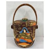JAPANESE SATSUMA PORCELAIN LIDDED BISCUIT JAR WITH