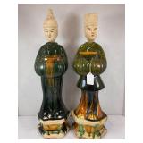 CHINESE TERRACOTTA MUD MAN & WOMAN FIGURINES -
