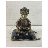 BRASS ENAMELED MONKEY READING A BOOK TRINKET BOX