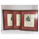 LOT OF 3 FRAMED & MATTED INDIAN CHIEFS OF OHIO