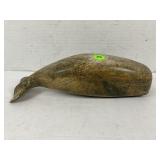 HAND CARVED STONE WHALE FIGURINE - 3" X 9 1/2"