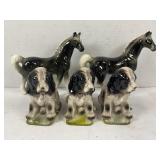 LOT OF 5 JAPANESE PORCELAIN FIGURINES - DOGS AND