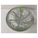 KRISTA HAND BLOWN 6" GLASS CANDY DISH WITH BLUE