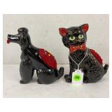 VINTAGE JAPAN CERAMIC BLACK CAT SEWING PIN CUSHION