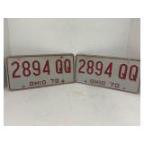 MATCHING SET OF 1970 OHIO LICENSE PLATES