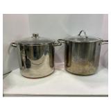 2 STAINLESS STEEL CROCKPOTS WITH LIDS