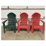 LOT OF 3 PLASTIC OUTDOOR CHAIRS