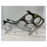 ALUMINUM FISH WINE BOTTLE RACK HOLDER - 18' X 11'