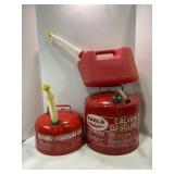 EAGLE METAL GAS CANS AND ONE PLASTIC GAS CAN