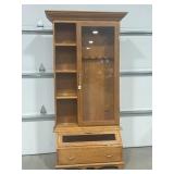 OAK GUN CABINET 75" X 39". WITH KEY