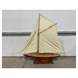 DECORATIVE WOODEN SAIL BOAT WITH SAILS - 37' X 36'