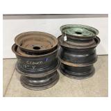 SIX TRAILER RIMS - 4 ARE 5 LUG AND 2 ARE 4 LUG