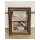 WOODEN ORNATE SHAWDOW BOX MIRROR 30" X 24" X 4"