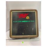 MILLER MADE THE AMERICAN WAY LIGHT UP BEER SIGN -