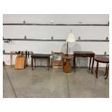 FOLD UP SERVING TRAYS, UPHOLSTERED BENCH SEAT WITH