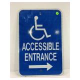 HANDICAP ACCESSIBLE ENTRANCE METAL SIGN - 18' X 12