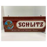 VINTAGE SCHLITZ LIGHT UP BEER SIGN - 22' X 8 1/2'X