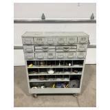 EQUIPTO 18 DRAWER BOLT BIN ROLL AROUND SHOP CART