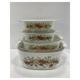 CORNING WARE SPICE OF LIFE CASSEROLE DISHES W LIDS