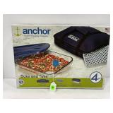ANCHOR HOCKING BAKE AND TAKE 4 PIECE SET IN