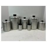 5 PC ALUMINUM CANISTER SET WITH SALT & PEPPER