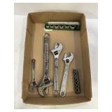 LOT OF 4 ADJUSTABLE WRENCHES - WARD, ARTISAN,