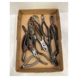 LARGE LOT OF ASSORTED PLIERS, SIDE CUTTERS & MORE