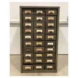 30 DRAWER METAL BOLT BIN W/ CONTENTS - NUTS, BOLTS