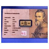 2025 NUIE  1/1000TH .9999 GOLD WITH COA