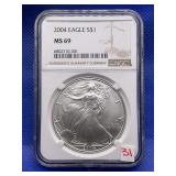2004 AMERICAN SILVER EAGLE NGC MS69