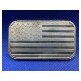 AMERICAN FLAG 1 OUNCE .999 FINE SILVER BAR
