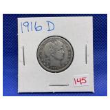 1916-D BARBER QUARTER