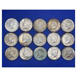 LOT OF 15 1965 - 1969 KENNEDY HALF DOLLARS - 40%